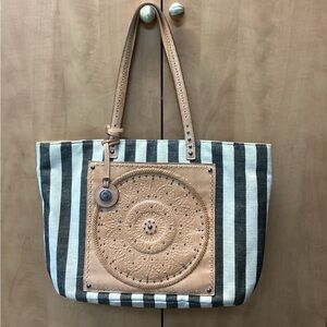 Brighton Boho/ Western Style Canvas and Leather Tote
